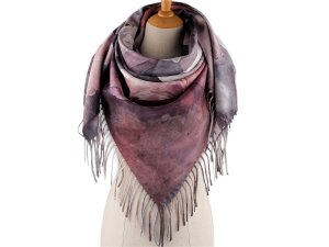 Šátek s třásněmi květy 105x105 cm