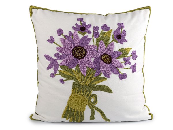 Povlak na polštář vyšívané květy 45x45 cm