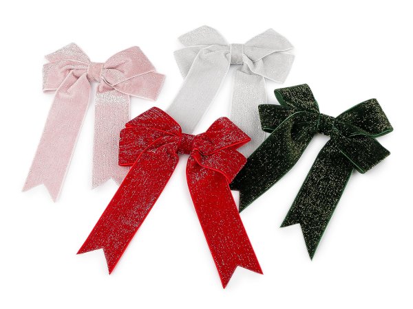 Vánoční mašle sametová dvojitá 13x18 cm