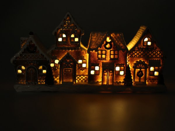 Vánoční domečky imitace perníku svítící