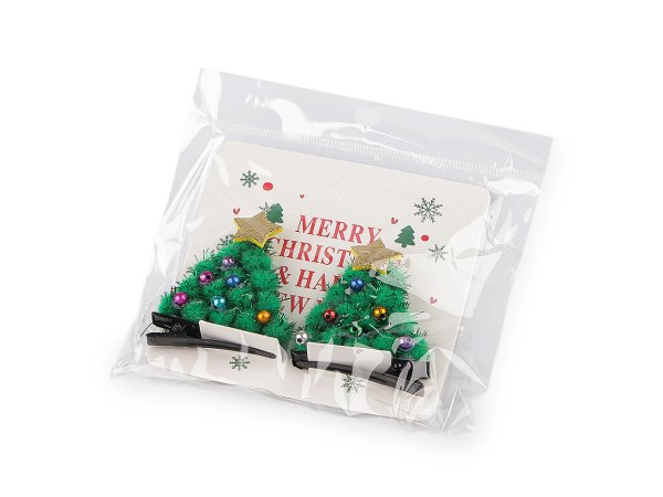 Párty sponky do vlasů vánoční stromeček