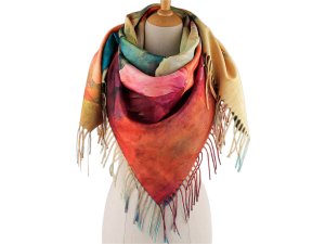 Šátek s třásněmi květy 105x105 cm