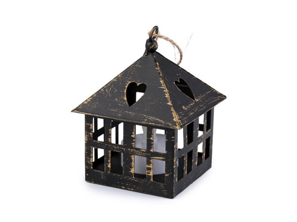 Kovová lucerna svítící k zavěšení