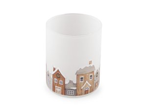 Skleněný svícen domečky