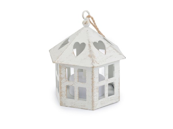 Kovová lucerna svítící k zavěšení