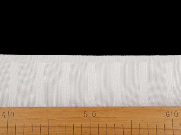 Řasící stuha na závěsy šíře 75 mm s poutky na kovové háčky