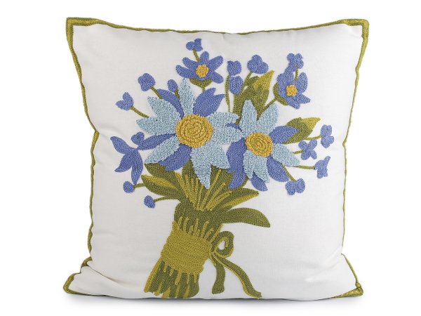 Povlak na polštář vyšívané květy 45x45 cm