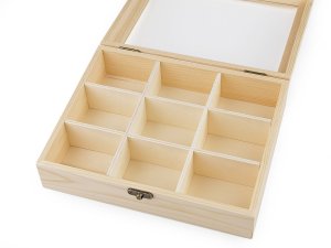 Dřevěná krabička se skleněným průhledem
