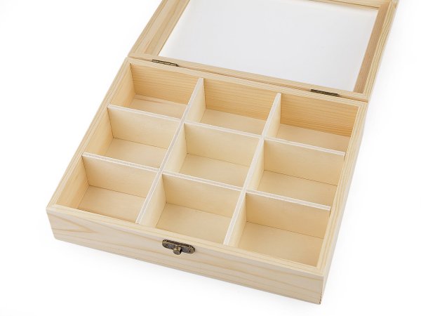 Dřevěná krabička se skleněným průhledem