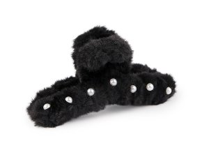 Skřipec do vlasů kožešinový s perlami