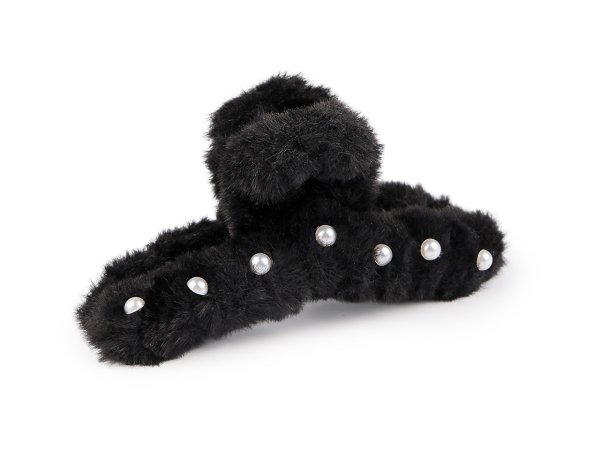 Skřipec do vlasů kožešinový s perlami