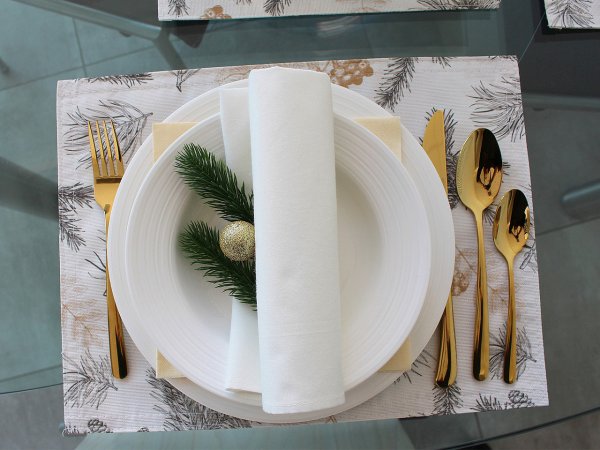 Vánoční prostírání textilní, oboustranné s jemným lurexem 30x40 cm