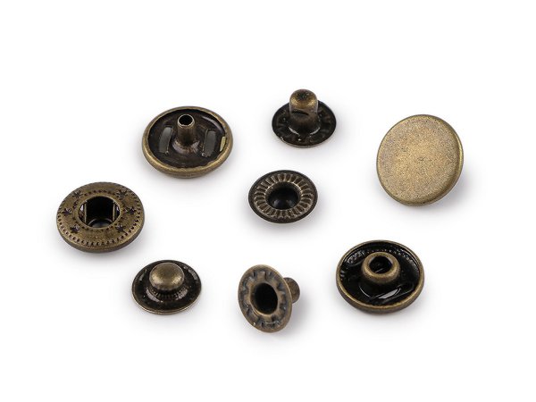 Kovové druky Ø12 mm na středně silné látky, z nerezové oceli