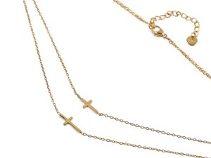 Náhrdelník z nerezové oceli dvojitý, křížek