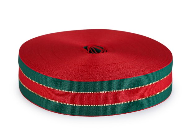 Vánoční stuha s lurexem šíře 25 mm