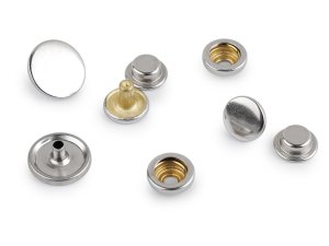 Oboustranné kovové druky Ø15 mm na silné látky nerezové