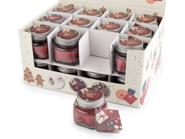 Malá vánoční vonná svíčka ve skle s jmenovkou 28 g