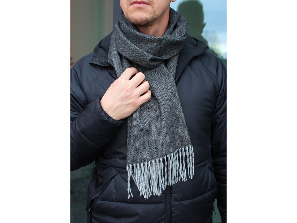 Pánská šála s třásněmi 35x175 cm