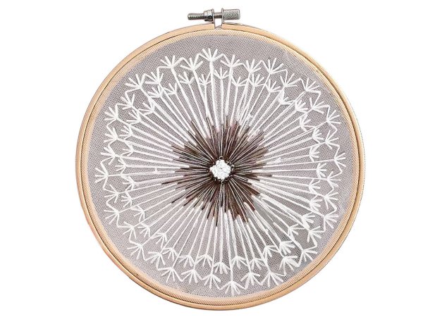 Sada vyšívání s předtištěným motivem, pampeliška na tylu