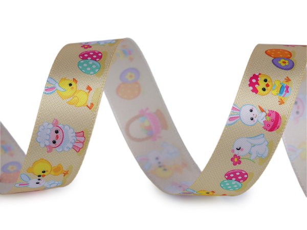 Stuha Velikonoce šíře 20 a 25 mm kuře, vejce, louka, zajíc