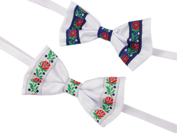 Saténový motýlek folklor hand made, délka 12 cm