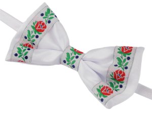 Saténový motýlek folklor hand made, délka 12 cm