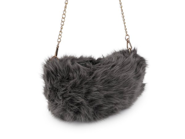 Kožešinová kabelka s kovovým řetízkem 24x19 cm