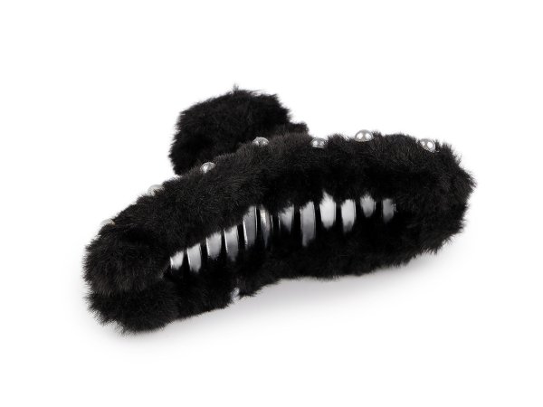 Skřipec do vlasů kožešinový s perlami