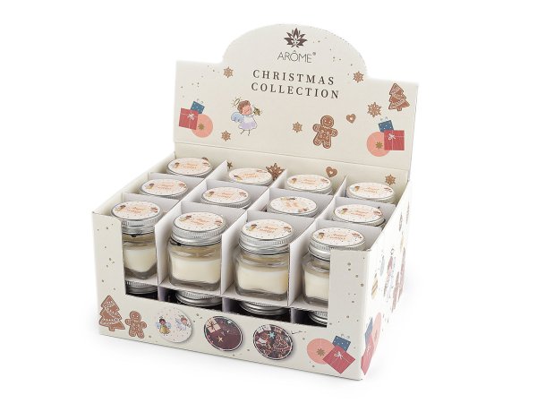 Malá vánoční vonná svíčka ve skle s jmenovkou 28 g