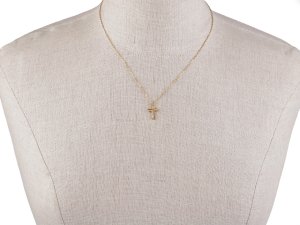 Náhrdelník z nerezové oceli křížek s broušenými kamínky