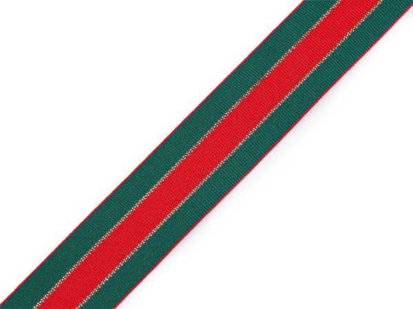 Vánoční stuha s lurexem šíře 25 mm