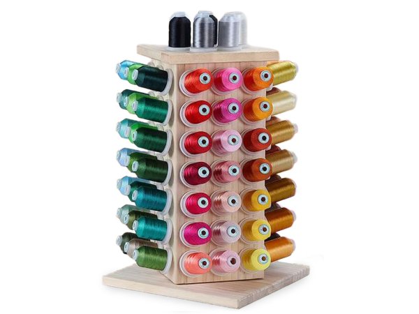 Dřevěný stojan na nitě otočný s úložným prostorem, výška 44 cm