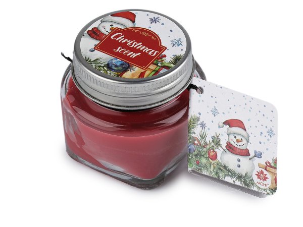 Malá vánoční vonná svíčka ve skle s jmenovkou 28 g