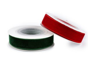 Sametová stuha na cívce ve vánočních barvách šíře 15 mm, návin 2,7 m