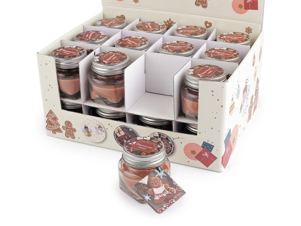 Malá vánoční vonná svíčka ve skle s jmenovkou 28 g