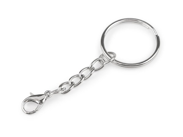 Kroužek na klíče Ø25 mm s řetízkem a karabinkou