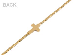 Štrasový náramek z nerezové oceli křížek