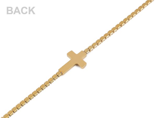 Štrasový náramek z nerezové oceli křížek