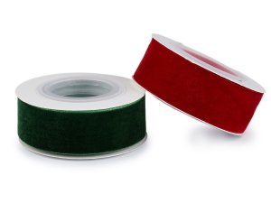 Sametová stuha na cívce ve vánočních barvách šíře 25 mm, návin 2,7 m