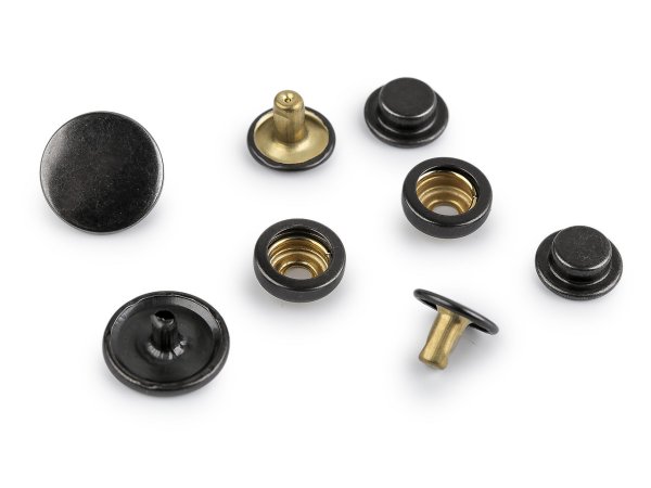 Oboustranné kovové druky Ø15 mm na silné látky nerezové