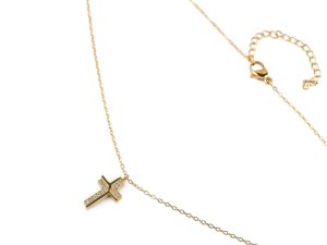 Náhrdelník z nerezové oceli křížek s broušenými kamínky