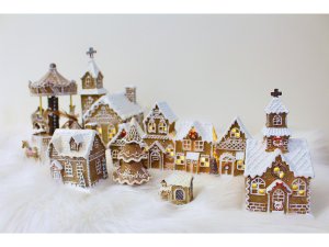 Vánoční kostel imitace perníku svítící