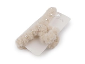 Skřipec do vlasů kožešinový s perlami