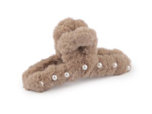 Skřipec do vlasů kožešinový s perlami