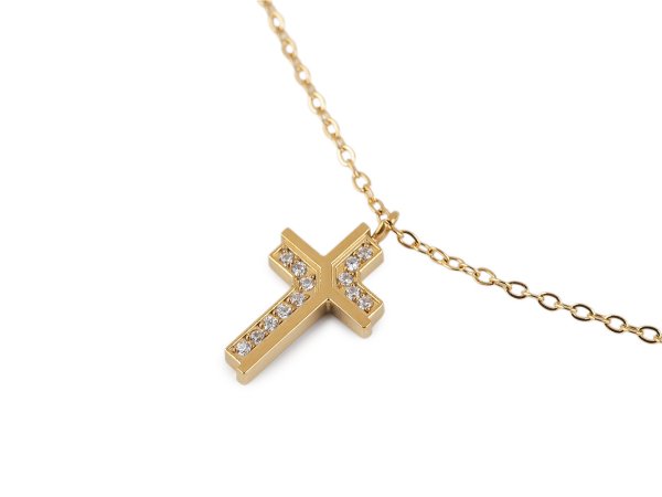 Náhrdelník z nerezové oceli křížek s broušenými kamínky