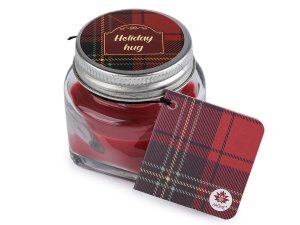 Malá vánoční vonná svíčka ve skle s jmenovkou 28 g