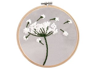 Sada vyšívání s předtištěným motivem, pampeliška na tylu