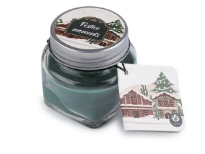 Malá vánoční vonná svíčka ve skle s jmenovkou 28 g