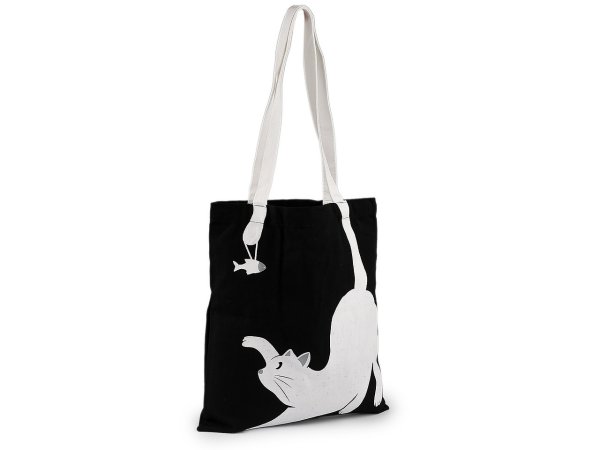 Textilní taška bavlněná kočka 34x39 cm