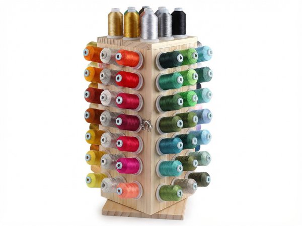 Dřevěný stojan na nitě otočný s úložným prostorem, výška 44 cm